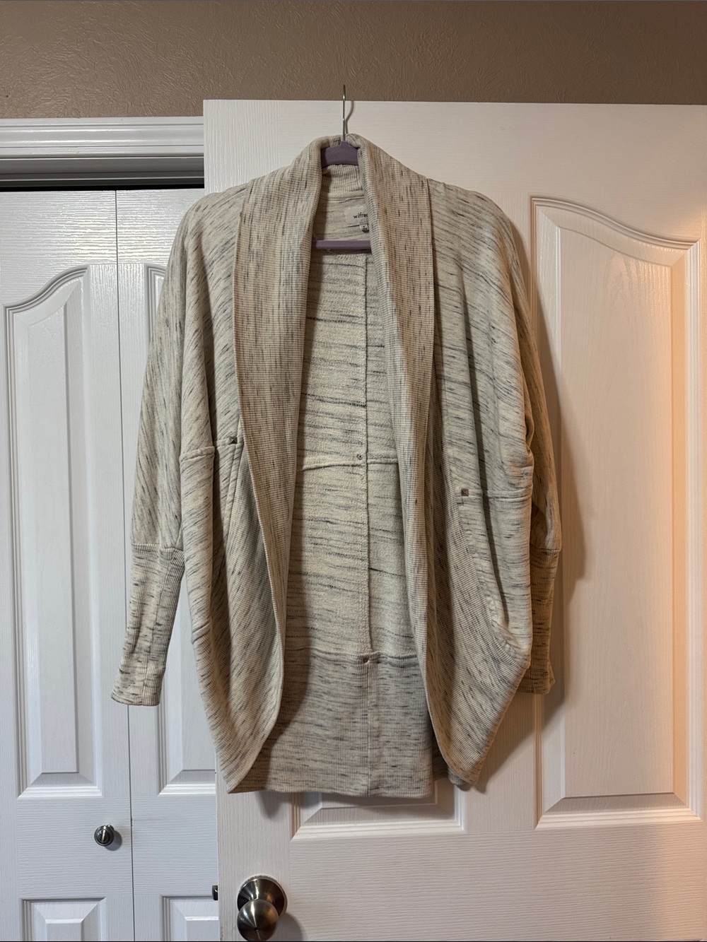 Wilfred/Aritzia Cozy Open-Front Cream Marled Cardigan Sweater